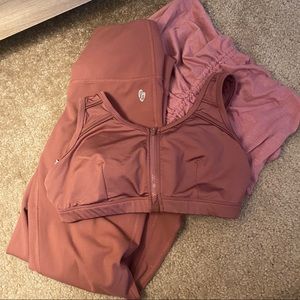 three piece dusty rose workout set